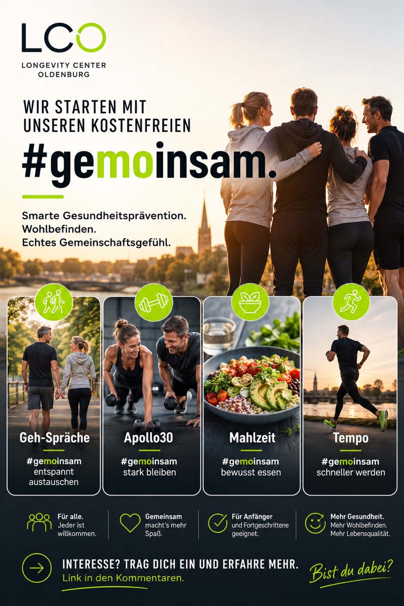 Die kostenfreien #gemoinsam Communities des LCO: Geh-Gespräche, Apollo30, Mahlzeit und Tempo – jetzt eintragen